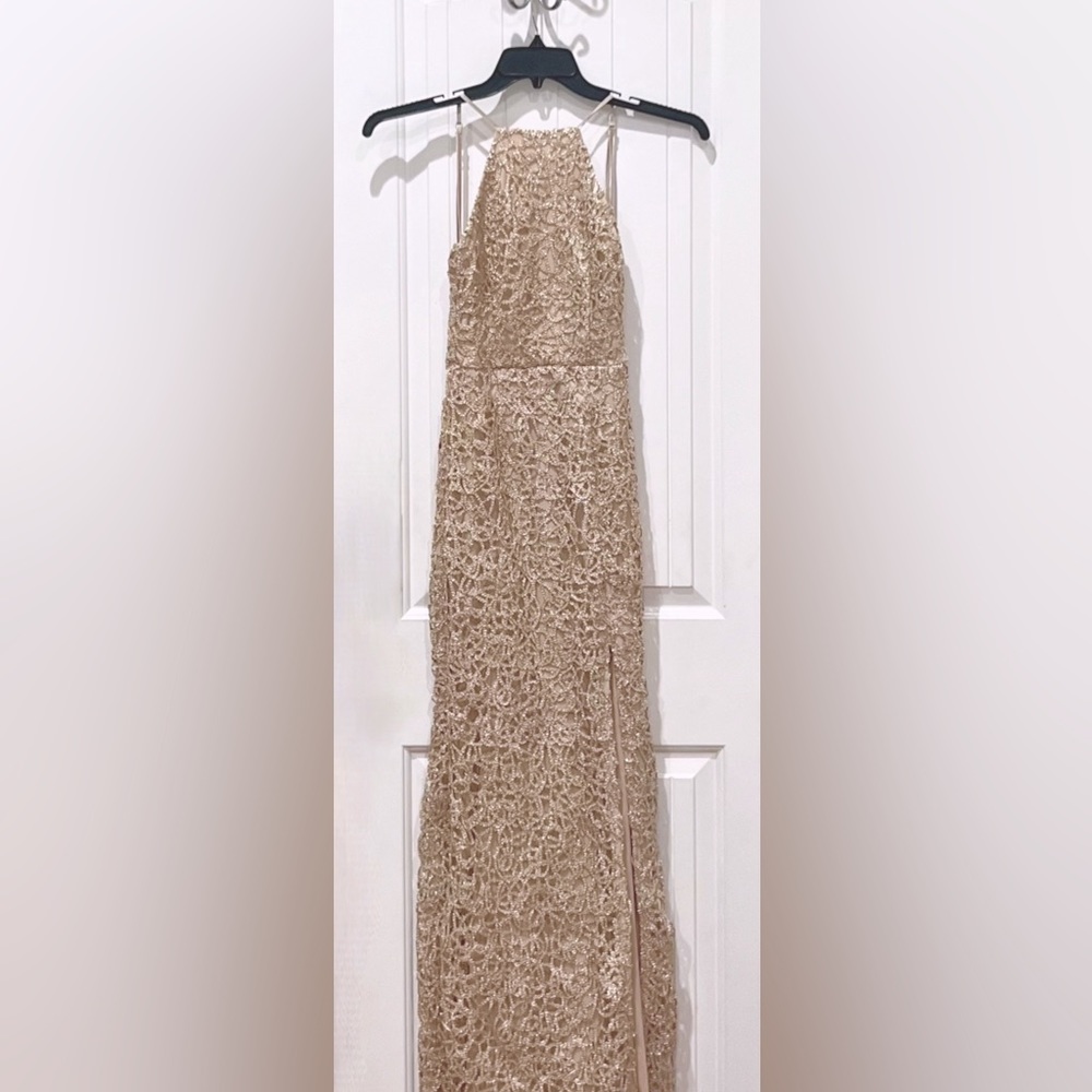 B Darlin Gold Sequence Dress 3/4